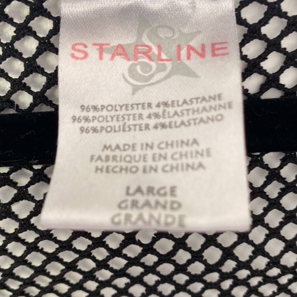 Starling Sexy Long Sleeve Fishnet shirt short top with X over chest! - Picture 3 of 3